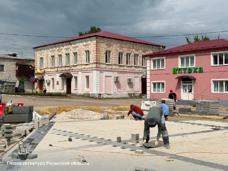 В Сапожке благоустраивают центральную площадь